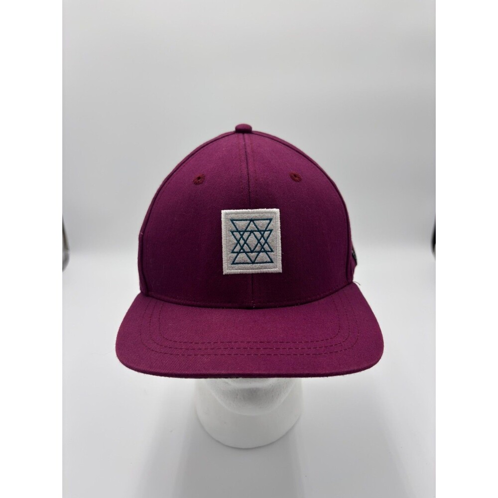 turtlefur Snapback Hat Burgundy Geometric Patch Cotton Flat Bill Cap OSFM